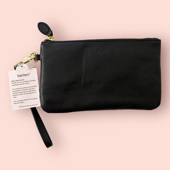 Befen Black Pebbled Leather Wristlet / Wallet‎ - Picture 1 of 5